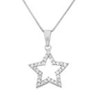1/4 Carat T.w. Diamond Sterling Silver Cutout Star Pendant Necklace, Women's, Size: 18, White