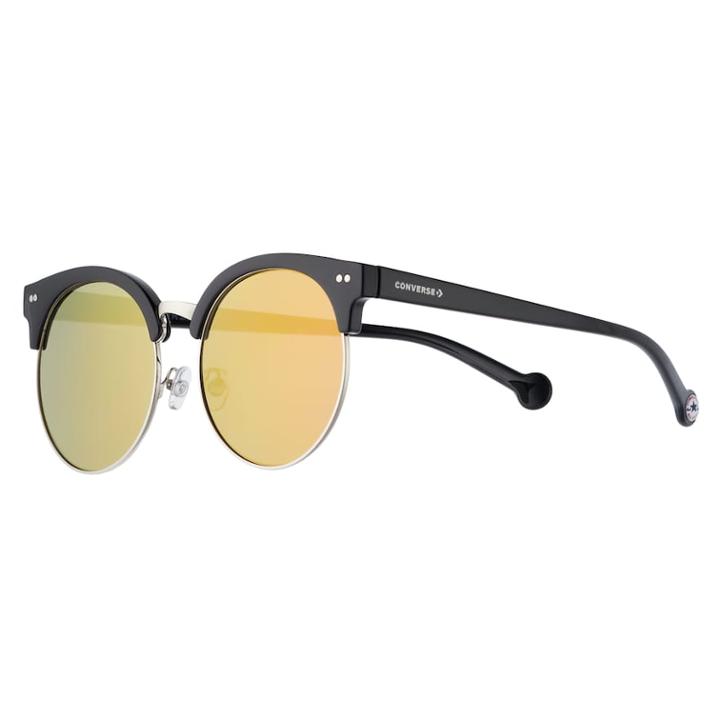 Converse 55mm Women's Round Clubster Mirrored Sunglasses, Black