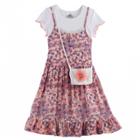 Girls 4-6x Knitworks Top & Floral Slip Dress Set With Crossbody Purse, Size: 5, Lt Orange