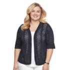 Plus Size Croft & Barrow&reg; Geometric-stitch Cardigan, Women's, Size: 3xl, Blue