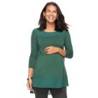 Maternity A:glow Mixed-media Tee, Women's, Size: S-mat, Dark Green