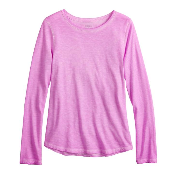 Girls 7-16 & Plus Size So&reg; Long Sleeve Core Tee, Size: 10, Lt Purple