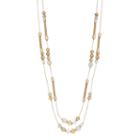 Long White Bead & Mesh Double Strand Necklace, Women's