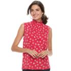 Women's Elle&trade; Print Mockneck Top, Size: Medium, Purple