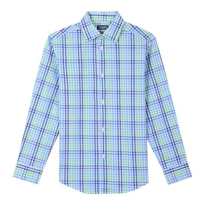Boys 8-20 Chaps Plaid Stretch Button-front Shirt, Size: 10-12, Brt Green