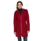 Women's Tower By London Fog Hooded Wool Blend Coat, Size: Medium, Med Red