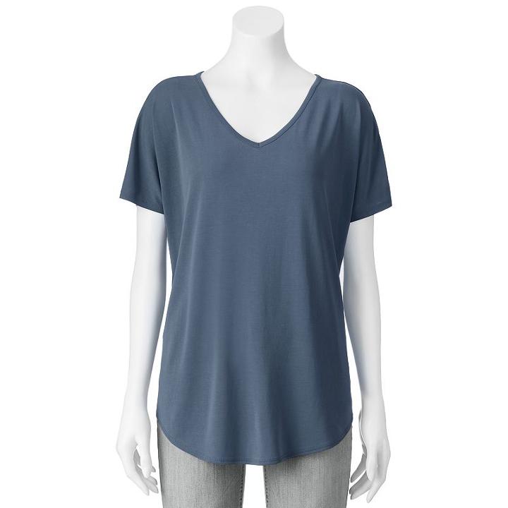 Juniors' Pink Rose Cupro Short Sleeve Tee, Teens, Size: Medium, Med Blue