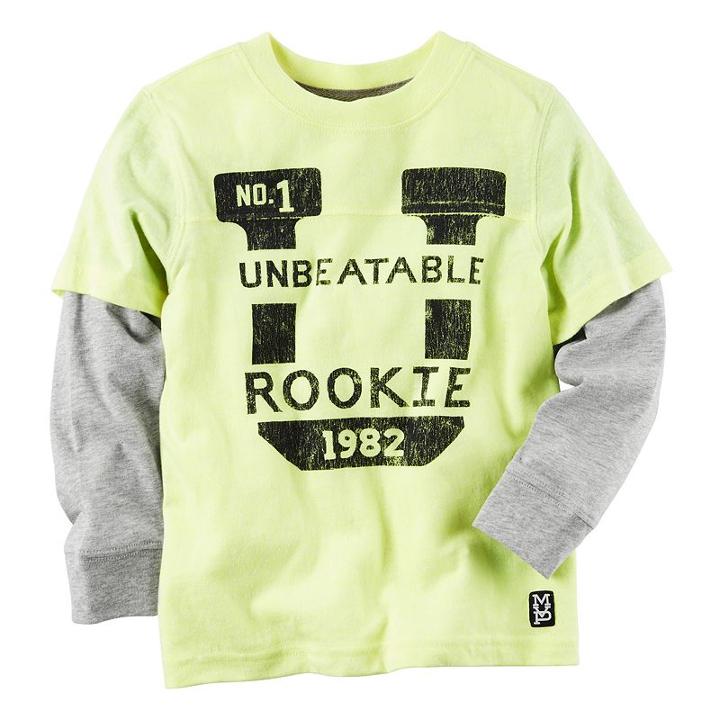 Boys 4-8 Carter's Unbeatable Rookie Mock-layered Long Sleeve Graphic Tee, Boy's, Size: 7, Yellow