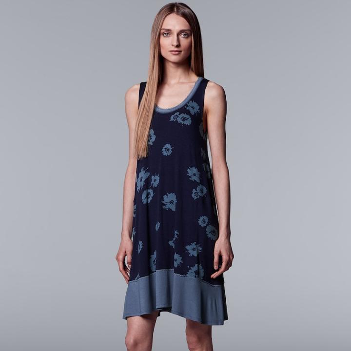 Women's Simply Vera Vera Wang Scoopneck Chemise, Size: Large, Dark Blue