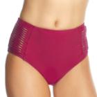 Mix And Match Razor-cut High-waisted Bikini Bottoms, Teens, Size: Large, Drk Purple