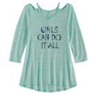 Girls 7-16 So&reg; 3/4-sleeve Strappy Legging Tee, Size: 12, Turquoise/blue (turq/aqua)