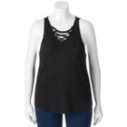 Juniors' Plus Size So&reg; Lace Up V-neck Tank, Girl's, Size: 1xl, Black