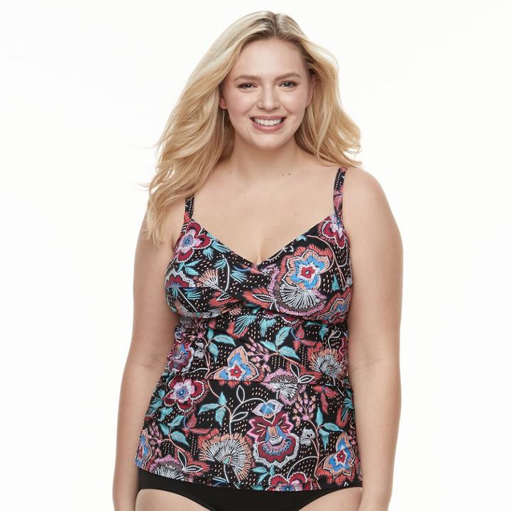 Plus Size Croft & Barrow&reg; Leaf Twist-front Tankini Top, Women's, Size: 18 W, Feathered Paisley