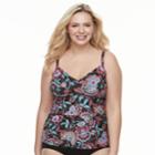 Plus Size Croft & Barrow&reg; Leaf Twist-front Tankini Top, Women's, Size: 18 W, Feathered Paisley