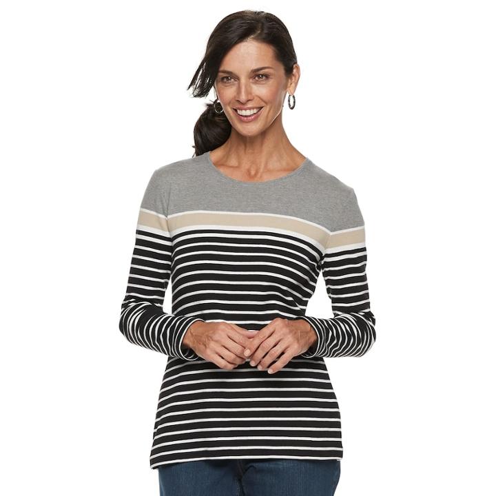 Women's Croft & Barrow&reg; Classic Crewneck Tee, Size: Xl, Med Grey