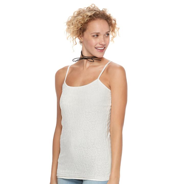 Juniors' So&reg; Lace Front Cami, Teens, Size: Xs, White Oth