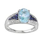 10k White Gold Blue Topaz, Sapphire And Diamond Accent Ring, Women's, Size: 5