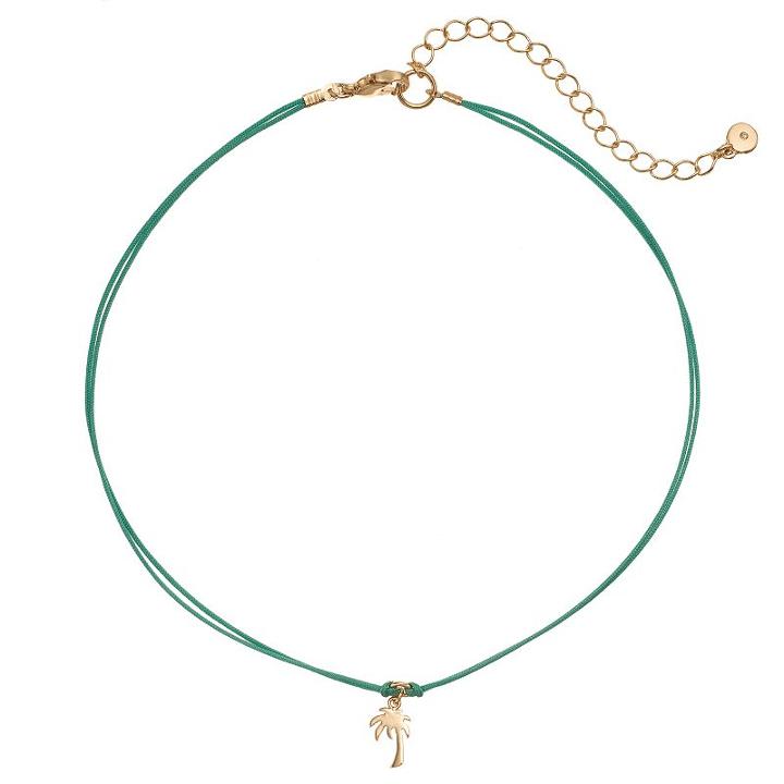 Lc Lauren Conrad Palm Tree Charm Green Choker Necklace, Women's