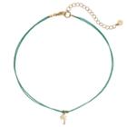 Lc Lauren Conrad Palm Tree Charm Green Choker Necklace, Women's