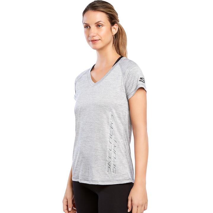 Women's Skechers Performance Raglan Sleeve Tee, Size: Xl, Med Grey