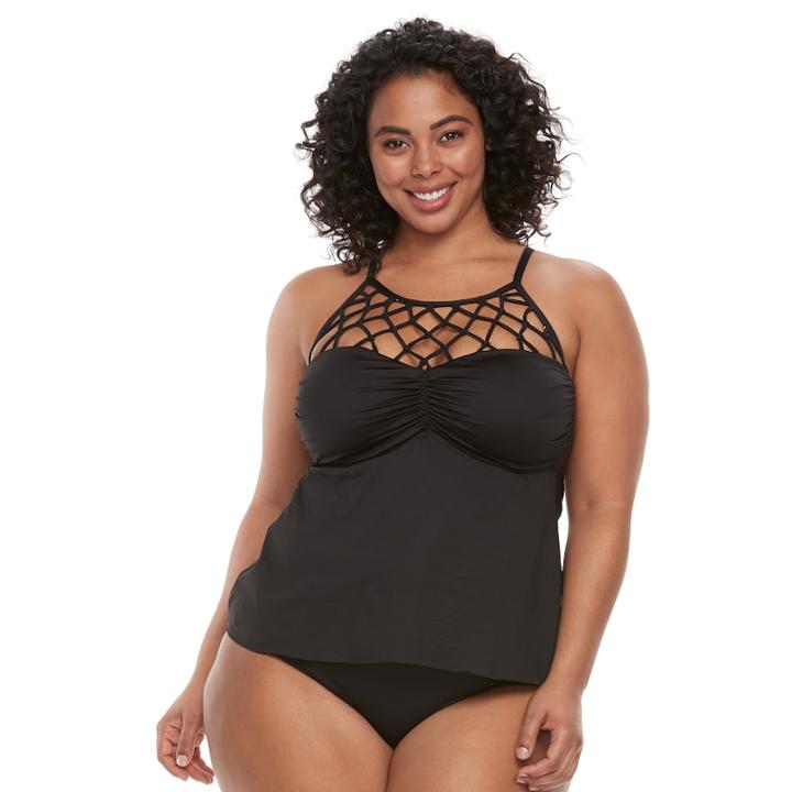 Plus Size Apt. 9&reg; High Neck Tankini, Women's, Size: 2xl, Black