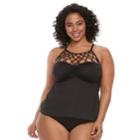 Plus Size Apt. 9&reg; High Neck Tankini, Women's, Size: 2xl, Black
