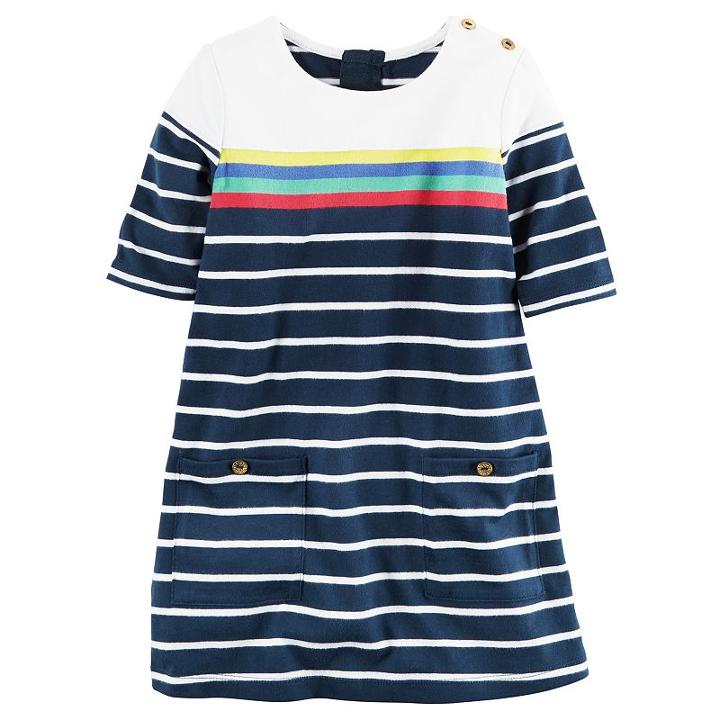 Girls 4-8 Carter's Jersey Striped Dress, Girl's, Size: 4, Ovrfl Oth