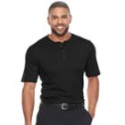 Men's Croft & Barrow&reg; Classic-fit Easy-care Interlock Henley, Size: Xl, Black