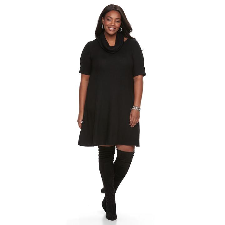 Plus Size Apt. 9&reg; A-line Scarf Sweater Dress, Women's, Size: 1xl, Black