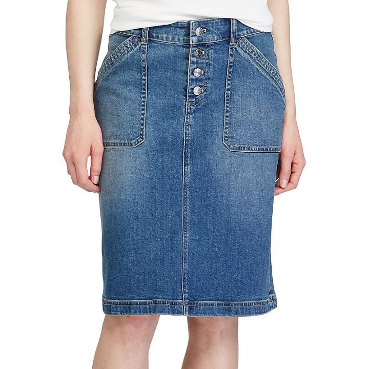 Women's Chaps Stretch Jean Skirt, Size: 10, Blue