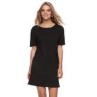 Petite Apt. 9&reg; Solid Ribbed Dress, Women's, Size: M Petite, Black