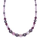 Crystal Avenue Silver-plated Crystal And Simulated Pearl Necklace - Made With Swarovski Crystals, Women's, Size: 16, Purple