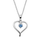 Sterling Silver Blue Topaz Openwork Heart Pendant, Women's, Size: 18