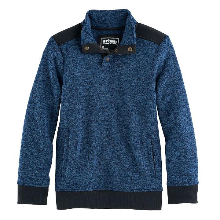 Boys 8-20 Urban Pipeline Fleece Half-snap Sweater, Size: Large, Blue