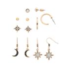 Mudd&reg; Starburst, Crescent & Semi-hoop Nickel Free Earring Set, Women's, Multicolor