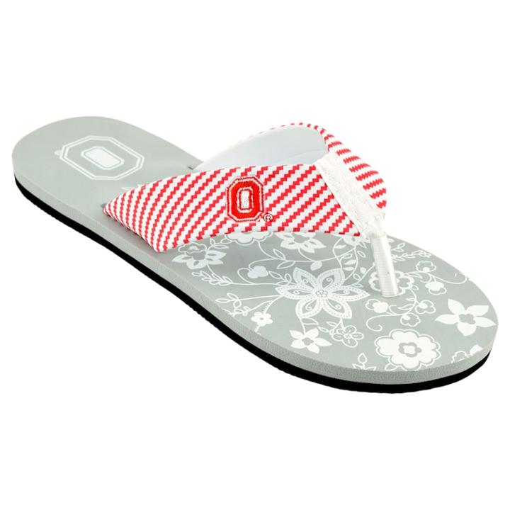 Women's Ohio State Buckeyes Floral Flip Flop Sandals, Size: Small, Multi