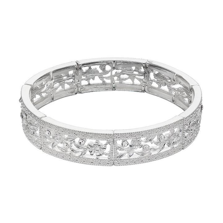 Lc Lauren Conrad Floral Vine Openwork Stretch Bracelet, Women's, Silver