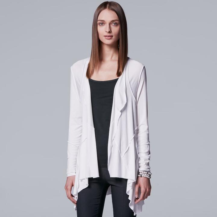 Women's Simply Vera Vera Wang Textured Handkerchief Cardigan, Size: Large, White