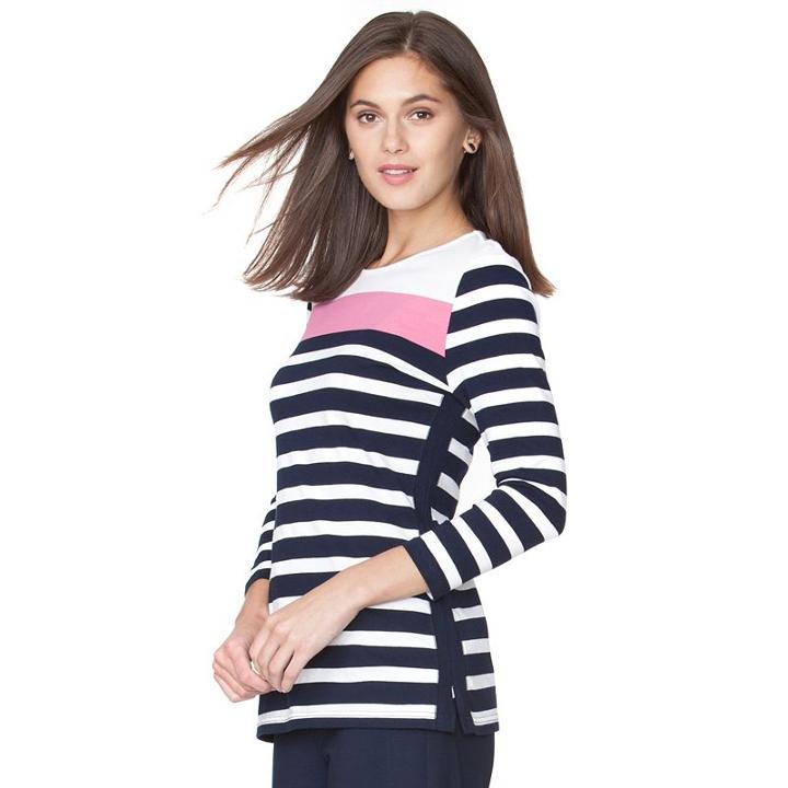 Women's Chaps Striped Jersey Top, Size: Xxl, Pink