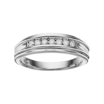 I Promise You Men's Sterling Silver 1/4 Carat T.w. Diamond Promise Ring, Size: 10, White