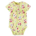 Baby Girl Carter's Floral Henley Bodysuit, Size: 3 Months, Yellow