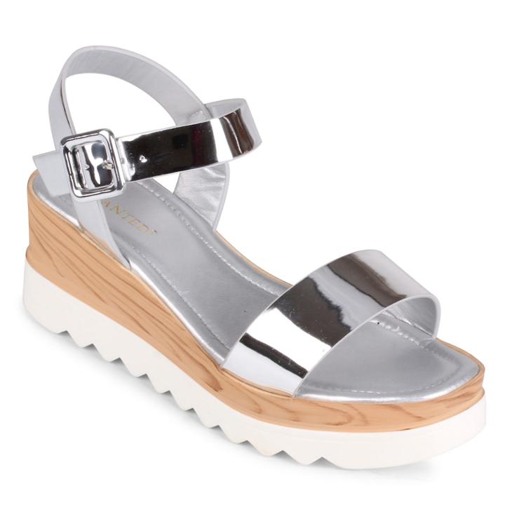Wanted Baldwin Women's Platform Sandals, Size: 5.5, Silver