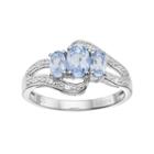 Sterling Silver Lab-created Aquamarine & Lab-created White Sapphire 3-stone Bypass Ring, Women's, Size: 9, Blue