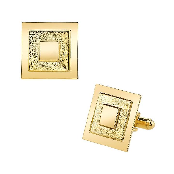 1928 Textured Square Cuff Links, Men's, Yellow