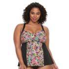 Plus Size A Shore Fit Colorblock D-e Cup Tankini Top, Women's, Size: 20 W, Paisley Multi