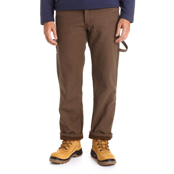 Men's Stanley Classic-fit Fleece-lined Carpenter Jeans, Size: 34x30, Brown