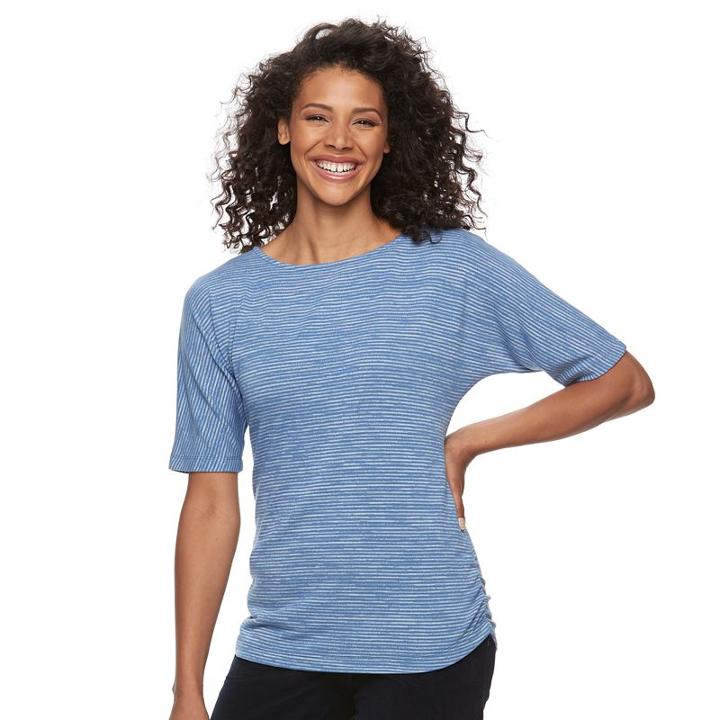 Women's Croft & Barrow&reg; Rouched Dolman Tee, Size: Xxl, Blue Other