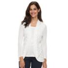 Women's Napa Valley Crocheted Mock-layer Sweater, Size: Large, White