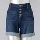 Women's Simply Vera Vera Wang Button Fly Jean Shorts, Size: 0, Blue (navy)