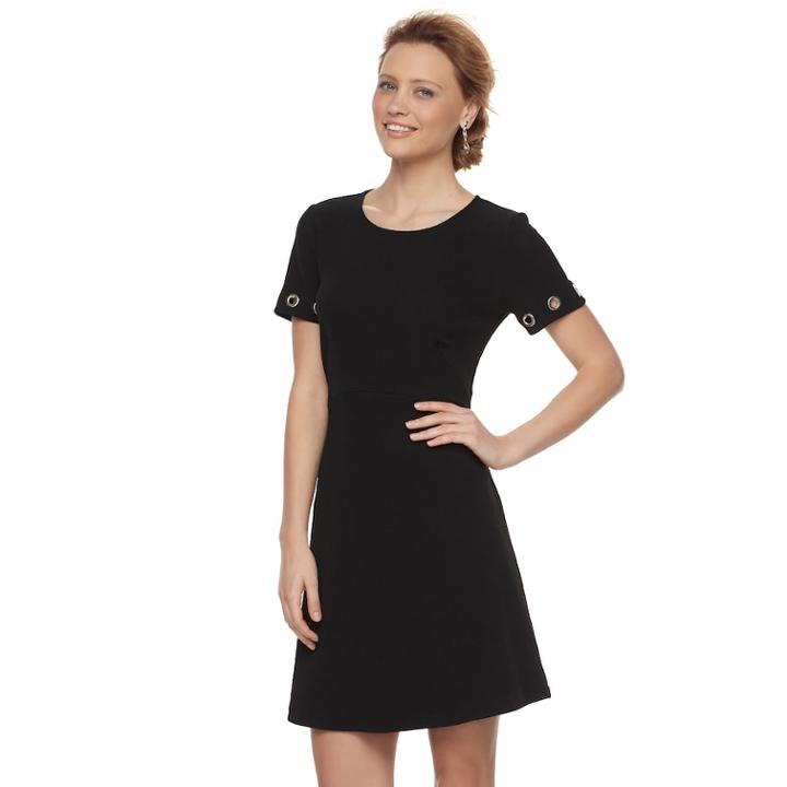 Women's Apt. 9&reg; Grommet Fit & Flare Dress, Size: Xl, Black